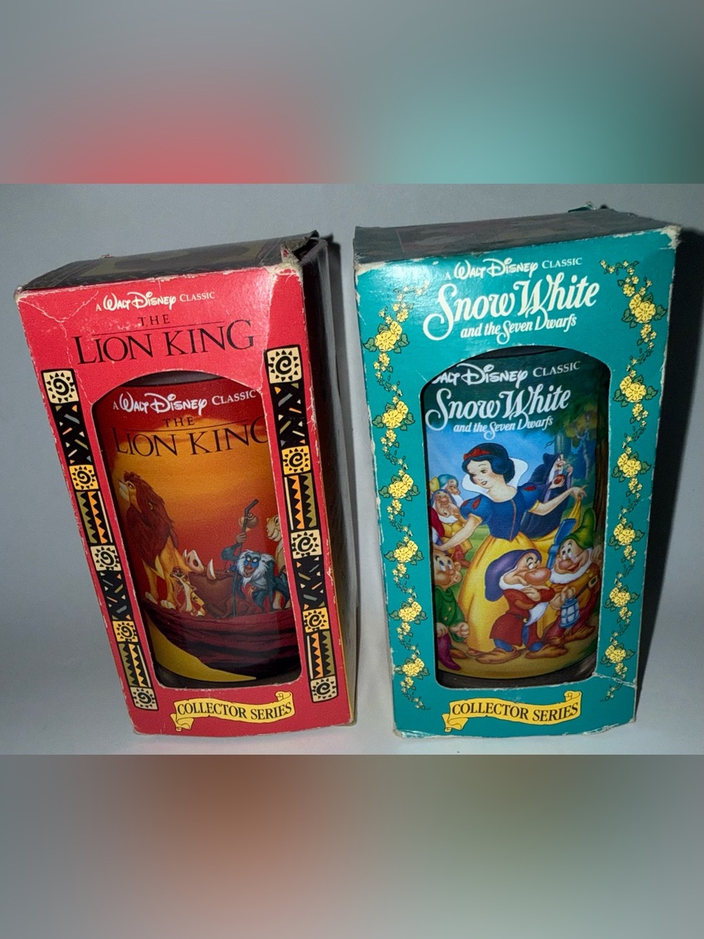 Lion King & Snow White Burger King Collector Series 1994 vintage cups